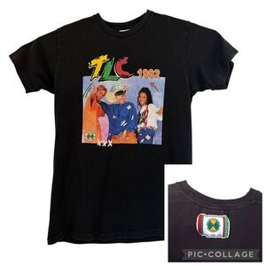 Cross Colours TLC 1992 VTG Tee‎ Black Women Medium 90s Hip Hop R&B Streetwear